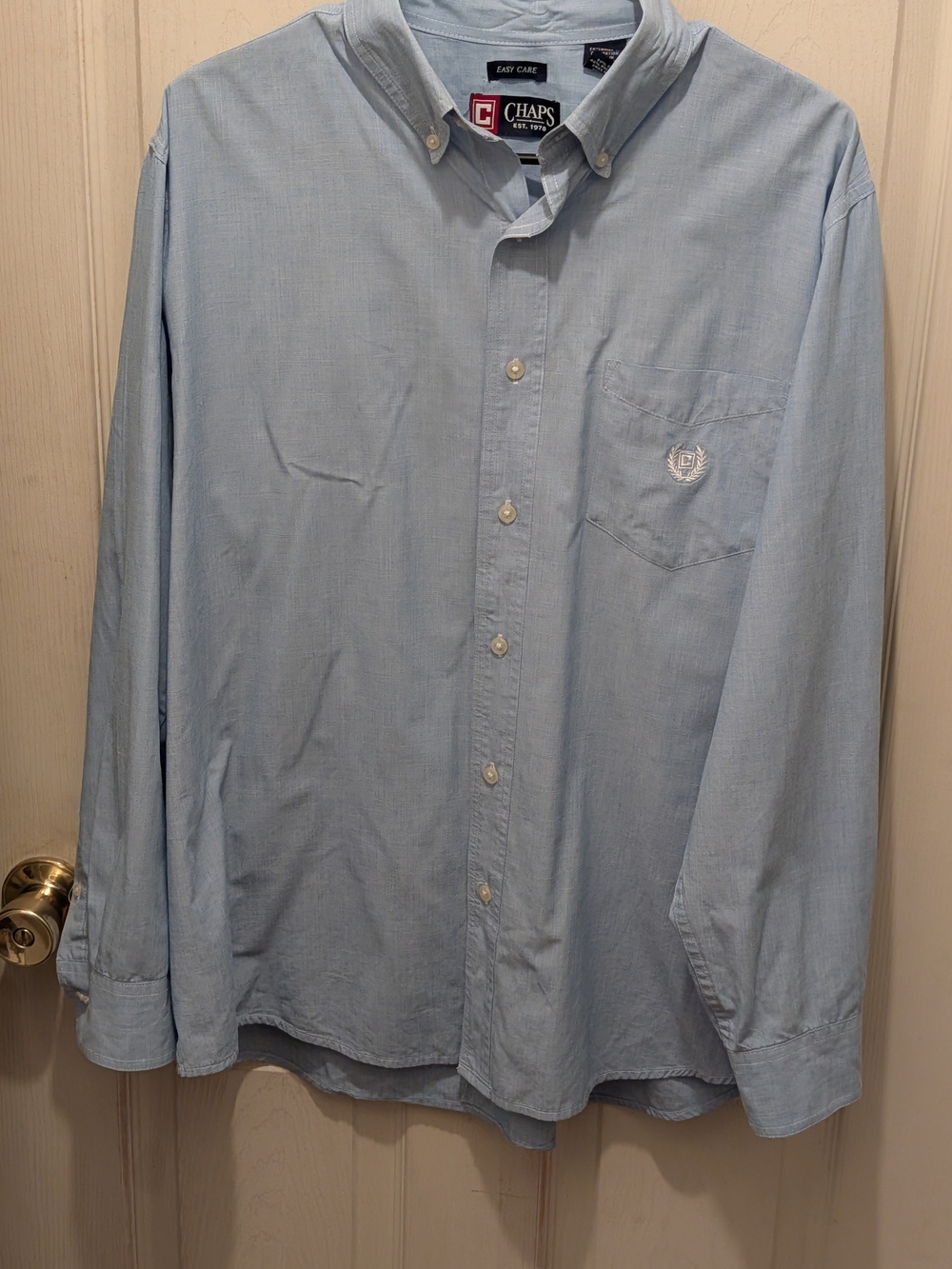 Chaps Light Blue Long-Sleeve Button-Down Shirt Size Lg